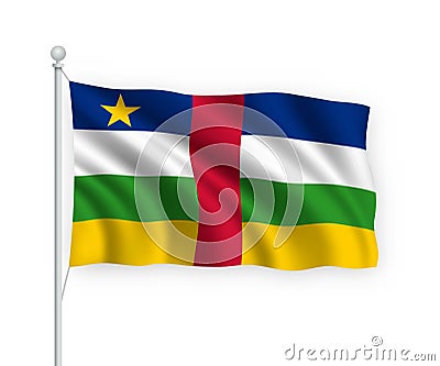 3d waving flag Central African Republic Isolated on white background Stock Photo