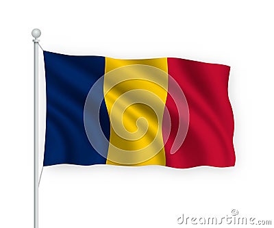 3d waving flag Chad Isolated on white background Stock Photo
