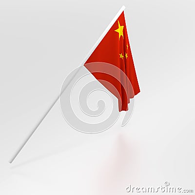 3D. Waving flag of China Republic on flagpole Stock Photo