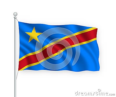 3d waving flag Democratic Republic Congo Isolated on white background Stock Photo