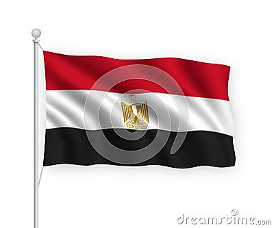 3d waving flag Egypt Isolated on white background Stock Photo