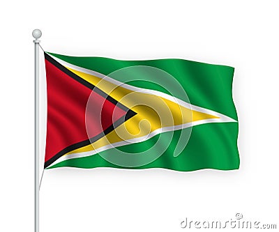 3d waving flag Guyana Isolated on white background Stock Photo
