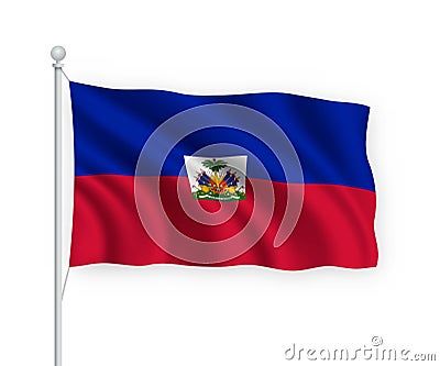 3d waving flag Haiti Isolated on white background Stock Photo
