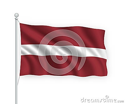 3d waving flag Latvia Isolated on white background Stock Photo