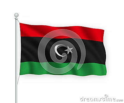 3d waving flag Libya Isolated on white background Stock Photo