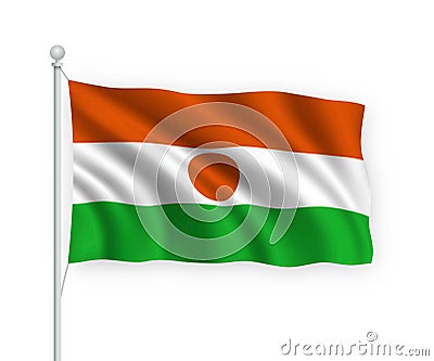 3d waving flag Niger Isolated on white background Stock Photo