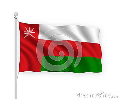 3d waving flag Oman Isolated on white background Stock Photo