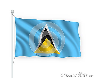 3d waving flag Saint Lucia Isolated on white background Stock Photo