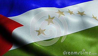 3D Waving Flag of South Caribbean Coast Autonomous Region of Nicaragua Stock Photo