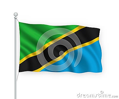 3d waving flag Tanzania Isolated on white background Stock Photo