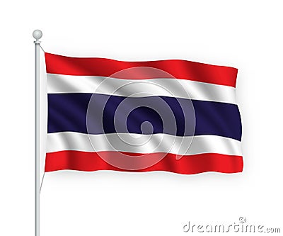 3d waving flag Thailand Isolated on white background Stock Photo