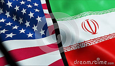 Iran and USA Merged Flag Together A Concept of Realations Stock Photo