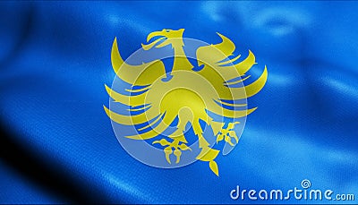 3D Waving Netherlands City Flag of Heerlen Closeup View Stock Photo