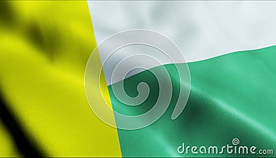 3D Waving Poland City Flag of Zielona Gora Closeup View Stock Photo