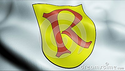 3D Waving Switzerland City Flag of Ruti Closeup View Stock Photo