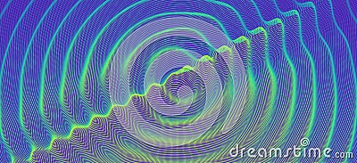 3D wavy background with ripple effect. Vector illustration with particle. 3D grid surface Vector Illustration