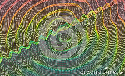 3D wavy background with ripple effect. Vector illustration with particle. 3D grid surface Vector Illustration