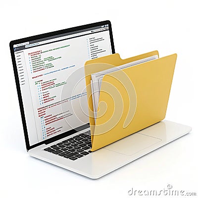 3D web coding with folder isolated on transparent background Stock Photo