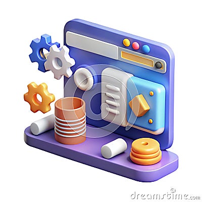 3D Web Development Illustration Representing Digital Coding and Modern Website Design Concept Stock Photo