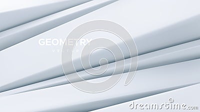 3d white abstract background. Geometry shift. Slanted shapes. Vector illustration of diagonal sliced geometry shapes. Minimalist Vector Illustration
