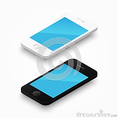 3D white and black colour smartphone Vector Illustration