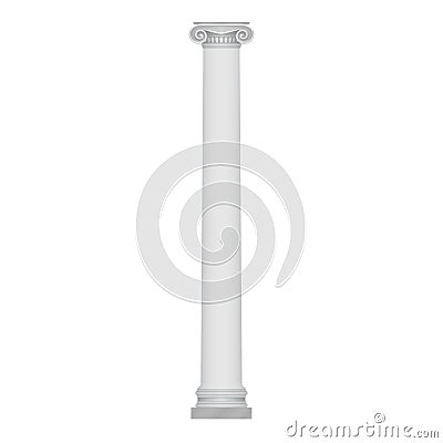 3D white column, classic stone pillar of Roman or Greece castle, temple Vector Illustration