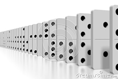 3D white dominoes - selective focus Stock Photo