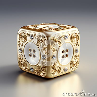 3D White Gold Dice Element Stock Photo