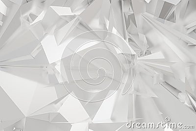 3D white and gray polygonal abstract broken glass on white background. illustration 3D geometric minimalist style concept Cartoon Illustration