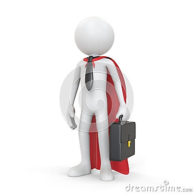 3D white human - super bussinessman concept Stock Photo