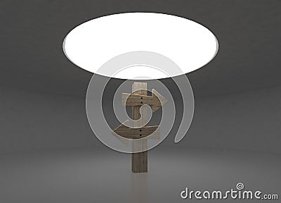 3d white interior with direction sign Stock Photo