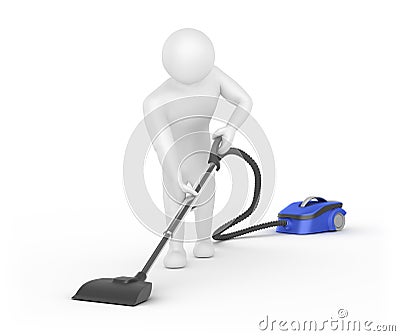 3D White man cleaner Stock Photo