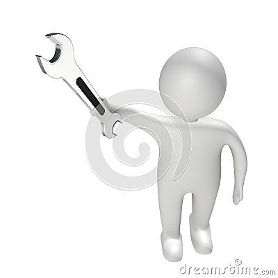 3d white man holding a wrench Stock Photo