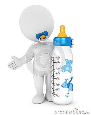 3d white people baby feeding bottle Stock Photo