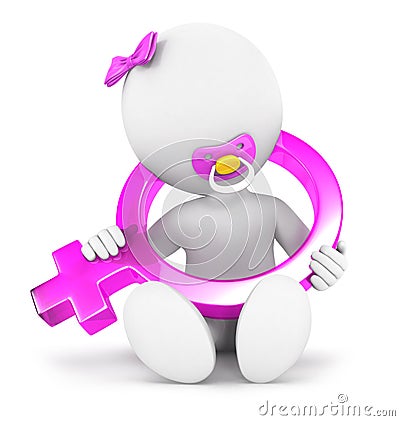 3d white people baby girl sign Stock Photo