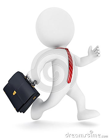 3d white people businessman running Stock Photo