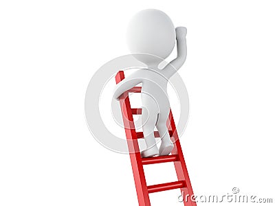 3d White people climbing ladder. Success in business. Stock Photo