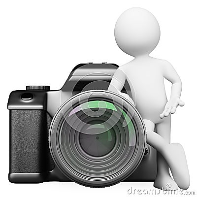 3D white people. Digital camera DSLR Stock Photo