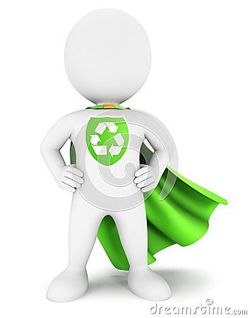 3d white people ecological superhero Stock Photo