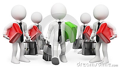 3D white people. Entrepreneur. Leader. Businessman Success Stock Photo