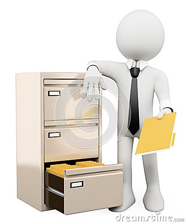 3D white people. File cabinet Stock Photo