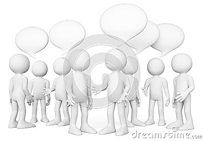 3D white people. Group of people talking. Chat concept Stock Photo