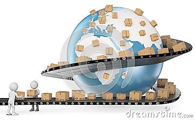 3D white people. International Delivery Service Stock Photo