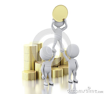 3d White people with money. Success and business concept. Stock Photo