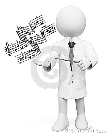 3D white people. Music teacher Stock Photo