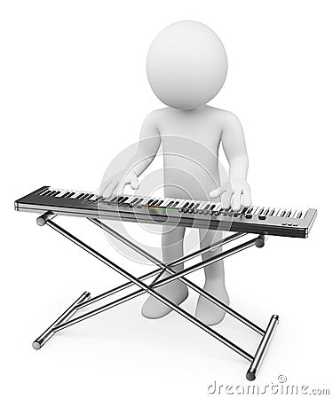 3D white people. Musician playing keyboard. Piano Stock Photo
