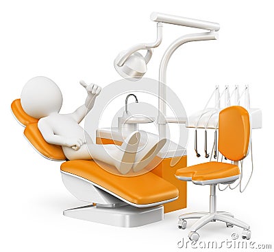 3D white people. Patient at the dentist Stock Photo