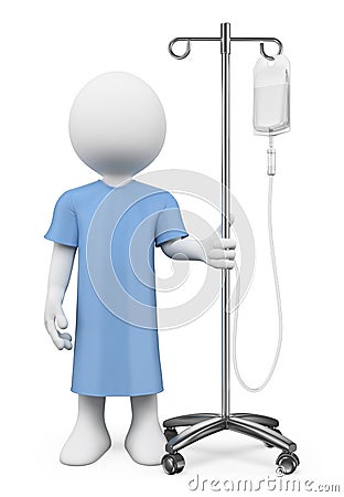 3D white people. Patient in hospital with serum Stock Photo