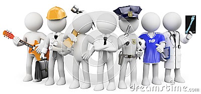 3D white people. People working in different professions Stock Photo