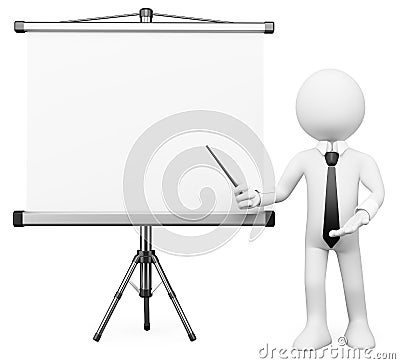 3D white people. Projection screen Stock Photo